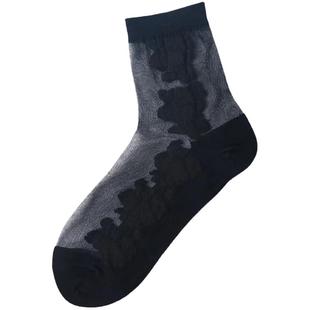 袜子女春秋冰丝玻璃丝袜短水晶黑肉色中筒棉底防勾丝透明耐磨长袜