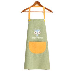 纯棉围裙擦手2025新款透气罩衣做饭工作服女防水防油厨房家用餐饮