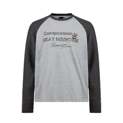 Remedy 字母做旧撞色插肩袖长袖T恤男女美式复古潮牌情侣打底衫