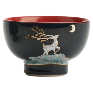 宜集堂上元一鹿有你新中式功夫茶杯主人杯陶瓷高档单杯高脚女士