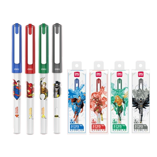 得力钢笔DC正义联盟联名学生用练字钢笔正姿初学者可擦纯蓝男女孩小学生用练字超人蝙蝠侠送可替换墨囊钢笔