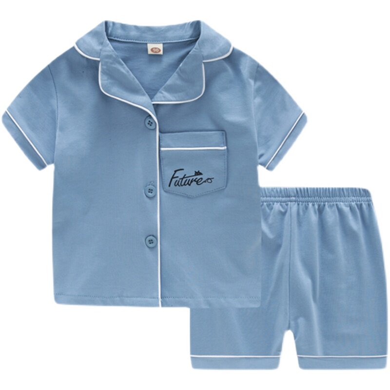 儿童睡衣夏季短袖纯棉套装男孩空调服男童女童夏天宝宝家居服薄款