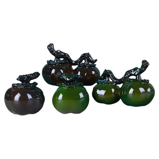 好事成双冲水变色茶宠柿子茶盘茶艺摆件仿真饰品创意茶具配件