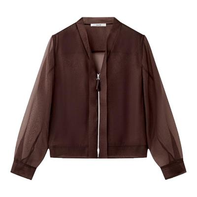 LAUREL摩卡棕欧根纱短款外套