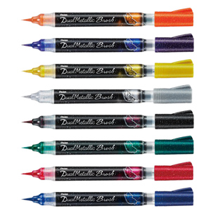 【特惠价】日本Pentel派通蝴蝶笔双色闪光笔彩色软头自带墨水科学毛笔便携式书法画画勾线笔brush秀丽笔