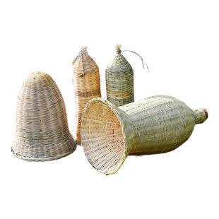 手工竹编泥鳅笼黄鳝笼渔具餐厅茶楼灯罩竹篓鱼虾笼子插花装饰道具