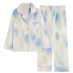 都市丽人秋冬季加厚珊瑚绒女款睡衣保暖毛法兰绒抗静电家居服套装