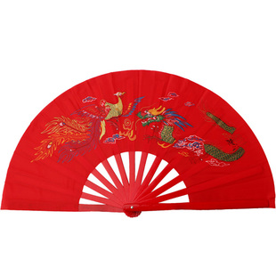 竹骨太极扇龙凤扇功夫响扇武术表演舞蹈扇定制左右手双扇大正健身