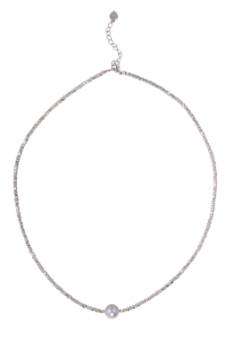 天然淡水珍珠S925纯银碎银子项链