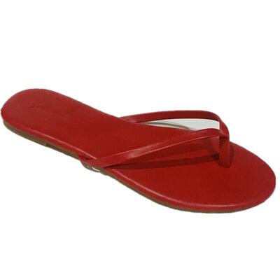 外穿舒适皮质红色人字拖
