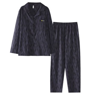 浪莎2026新款睡衣男款秋春纯棉布料长袖长裤大码家居服青少年套装