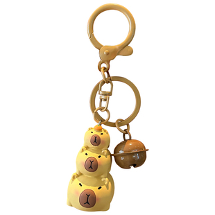 卡皮巴拉钥匙扣周边水豚玩偶网红公仔书包挂件汽车钥匙链小挂饰女