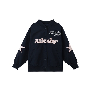 布丁哈鲁春装女童童装洋气上衣2026春季新款儿童甜酷绣花棒球服