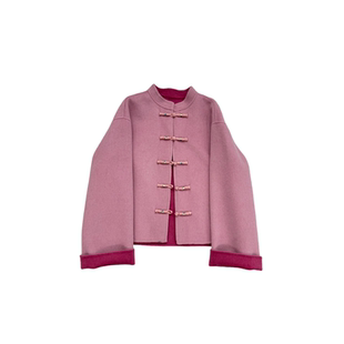 集笙记2026新款短款毛呢外套女立领单排扣小个子通勤气质羊毛外套