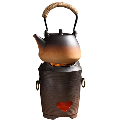 柴烧碳炉户外阳台明火煮茶围炉烧水壶陶瓷养生壶耐高温不锈钢碳隔