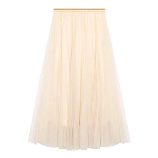 2022新款白色网纱裙半身裙女夏季长款长裙到脚踝超级仙的裙子学生