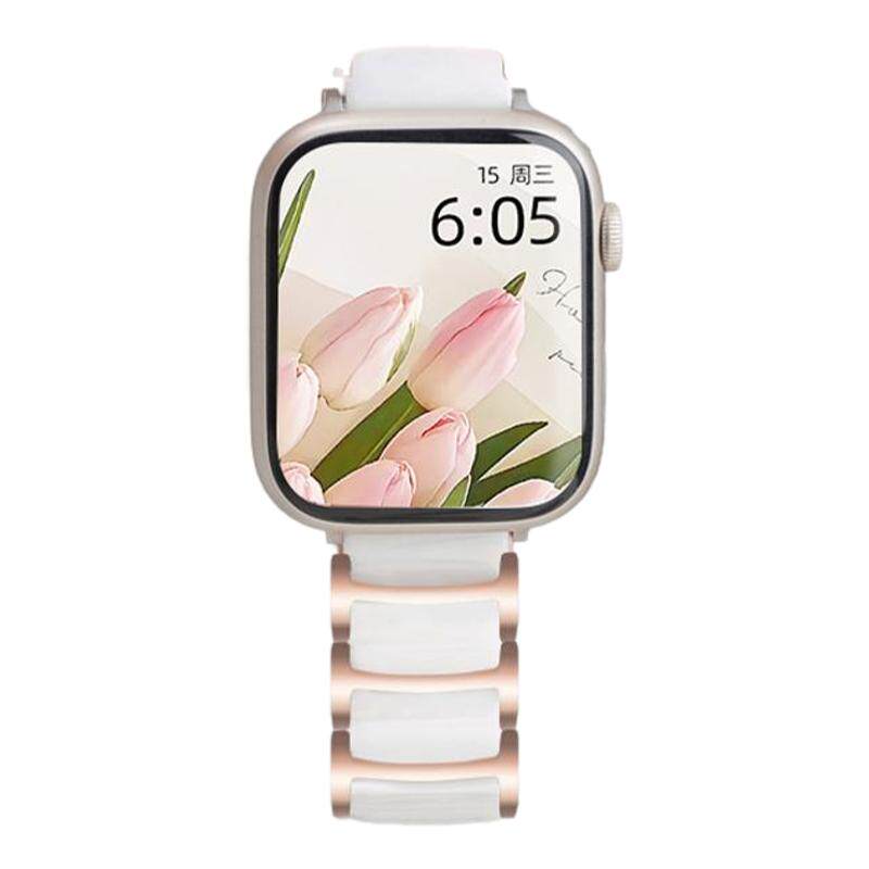 适用苹果iWatch11手表applewatch10流线陶瓷表带s8夏女款s7专用s6保护套se高级感替换s10金属手链iphone腕带