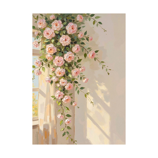 奶油原木风客厅沙发背景墙装饰画玄关走道挂画卧室床餐厅花卉壁画