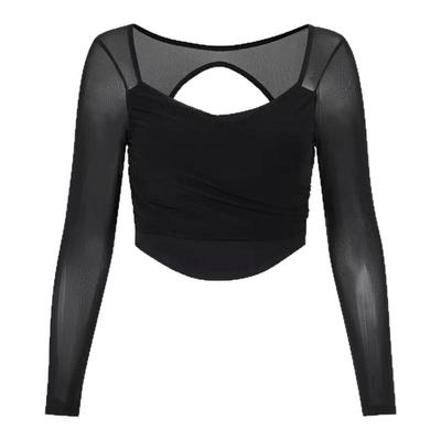 高颜值网纱长袖秋冬穿搭带胸垫