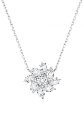 Witther原创设计旋转八瓣花钻石项链925银小众锁骨链项链女轻奢