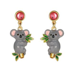 可爱立体考拉吊坠耳环女手工珐琅动物趴趴熊耳饰耳夹趣味耳坠礼物