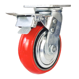 韩式重型脚轮寸8寸铁芯PU轮圆弧聚氨酯6万向轮静音定向轮手推车轮