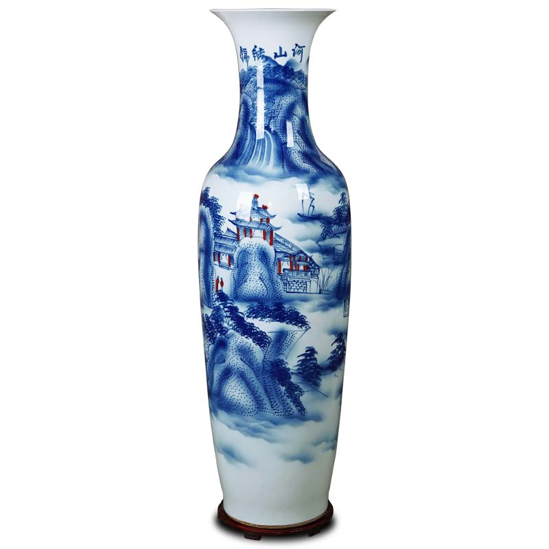 景德镇手绘青花瓷落地大花瓶