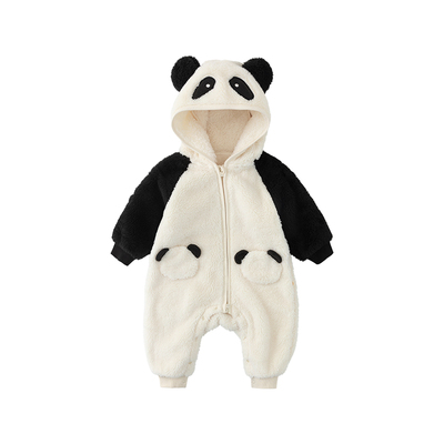 papa爬爬冬季婴儿连体衣毛绒爬服