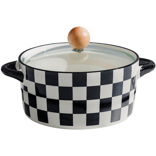 ins风高颜值双耳陶瓷泡面碗带盖学生宿舍用方便面碗单个汤碗饭碗