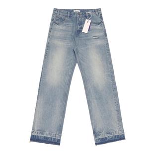 Selfness Cone Vintage复古水洗做旧裤腿拉须直筒宽松男款牛仔裤
