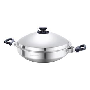 安利官网正品皇后中式不锈钢炒锅炒菜锅 金锅敞开式厨房少油烟