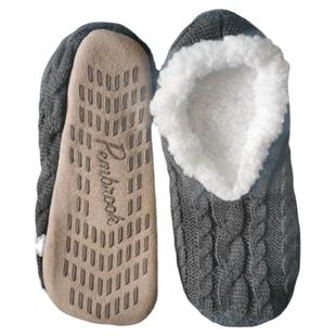 外贸出口男士地板鞋地板袜羊羔绒加厚防滑底毛线麻花纹儿居家