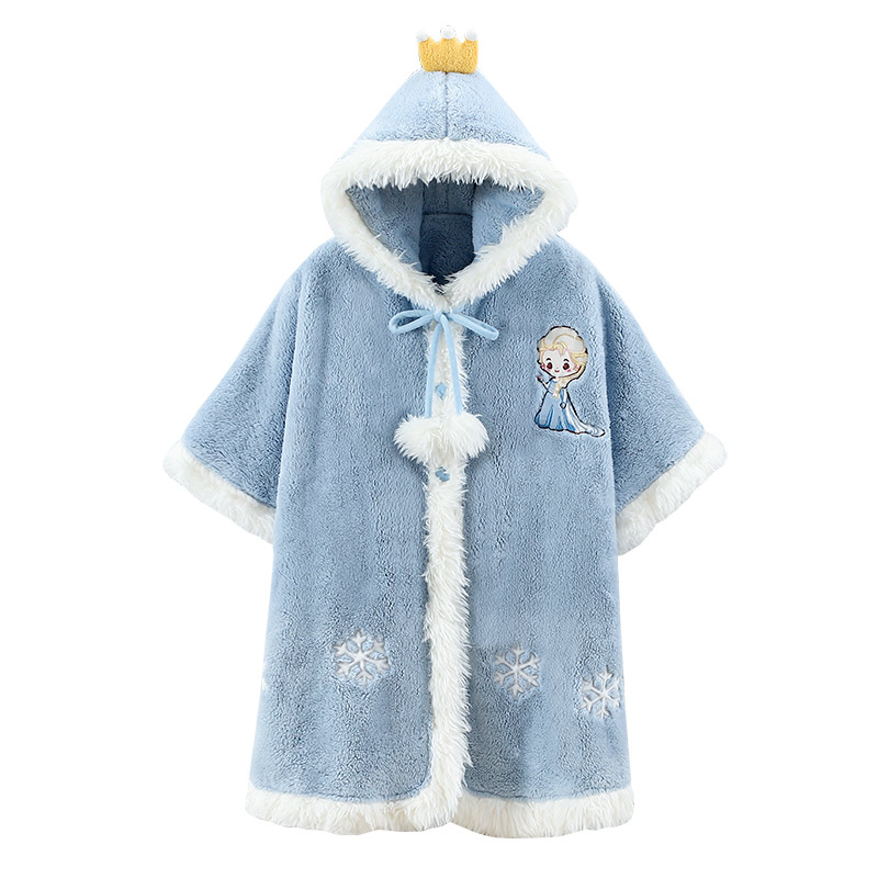 珊瑚绒斗篷睡衣秋冬女睡袍家居服