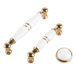 金色陶瓷拉手简约拉手橱柜抽屉柜门拉手锌合金亮金色拉手五金配件