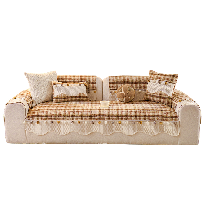 简欧复古异形毛绒沙发垫2025冬季新款固定防滑加厚保暖沙发坐垫子