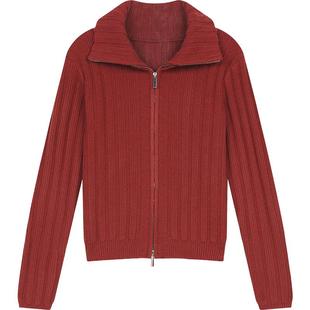 妖精的口袋高领拉链加厚红色毛衣女2025年冬季新款高级感新年穿搭