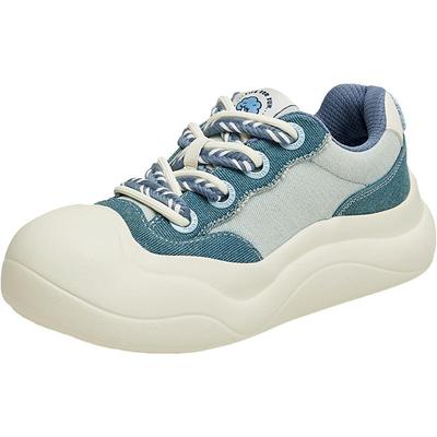 天美意厚底菜团子大头鞋帆布小白鞋女丑萌鞋休闲板鞋春季新款