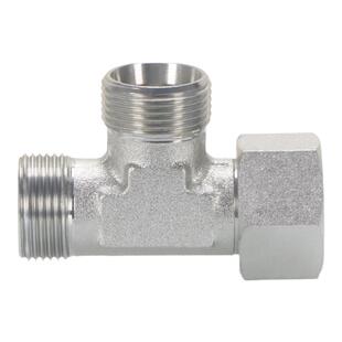 液压油管接头CC-CD卡套活接三通内丝螺纹24度锥液压碳钢高压三通