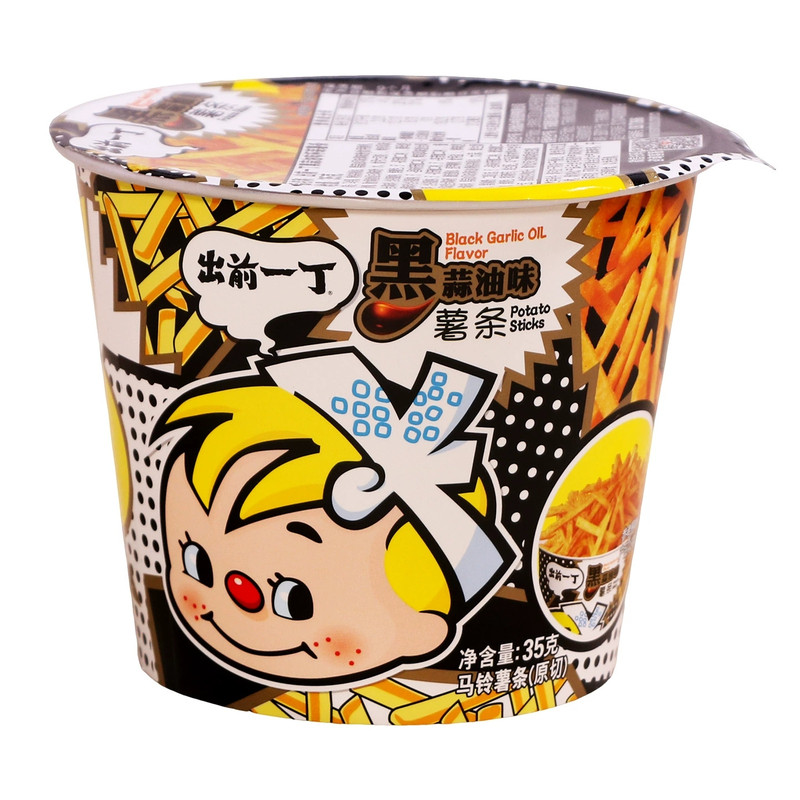 出前一丁杯装原切薯条黑蒜油麻油味休闲零食膨化食品马铃薯