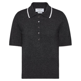 [12期免息]THOM BROWNE新品女士嵌花羊绒短袖 Polo 衫