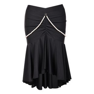 Dancebaby拉丁舞半身裙短裙裤子流苏裙练功裙抽褶荷叶边半裙YD498