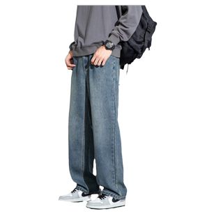 唐狮25春秋季新款男牛仔裤宽松阔腿裤子复古美式潮牌直筒裤男生冬