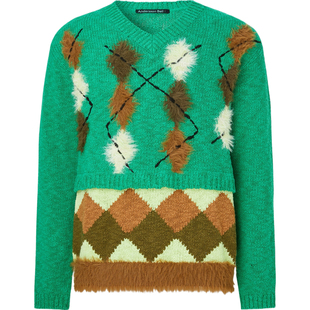 【折扣】Andersson Bell 秋冬男宽松嵌花棉质混纺毛衣