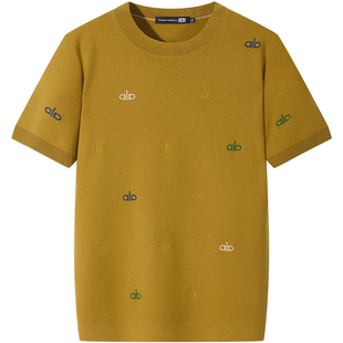 BM高端男士针织衫短袖毛衣男款2025新款潮牌刺绣字母休闲秋季上衣