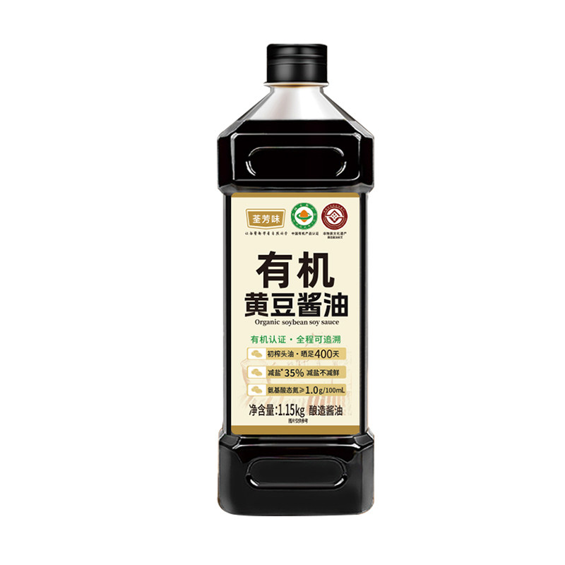 荃芳味有机黄豆酱油无添加防腐剂有机酱油家用提鲜酿造酱油调味料