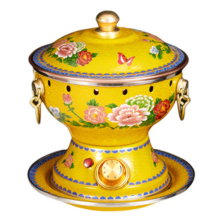 景泰蓝铜火锅加厚纯铜插电铜锅单人电火炉小火锅一人一锅紫铜家用