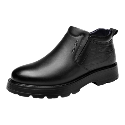 强人3515羊毛皮鞋男2025冬季新款真皮棉鞋男款加绒加厚商务保暖鞋