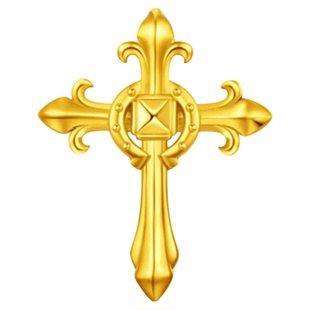 调太幅18K金权杖马蹄扣项链 女纯银十字架生肖马本命年鸢尾花礼物