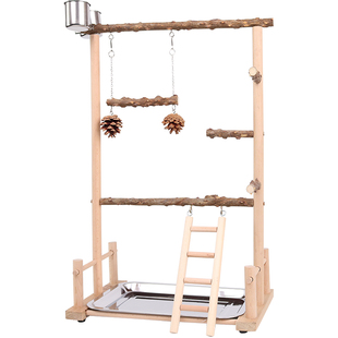 天然花椒木趣味攀爬梯站架 鹦鹉秋千吊环云梯站杆爬梯吊桥鸟玩具