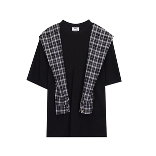 Holocene美式潮牌阳光干净男生穿搭假两件T恤cleanfit短袖男体恤